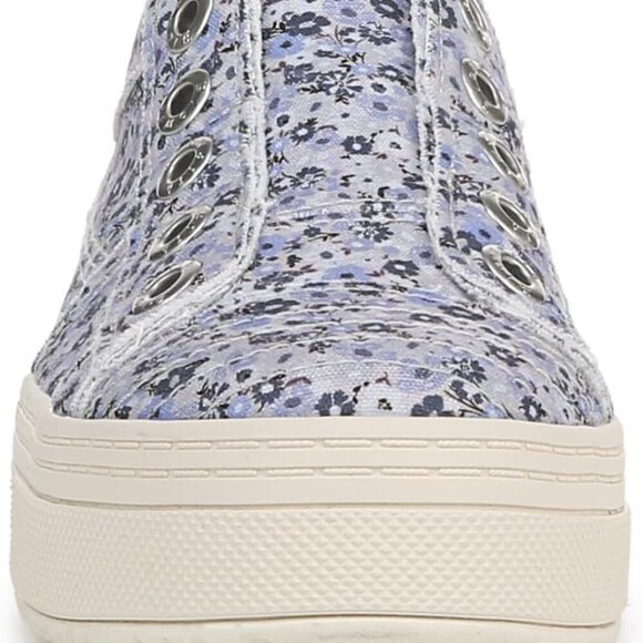Women's Canvas Slip-On Sneakers Vegan Casual Platform Blue Floral 7.5 - Picture 2 of 9